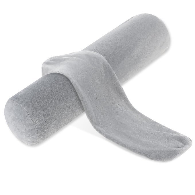 2 PACK NECK ROLL PILLOWCASES 17X4 INCH CYLINDRICAL PILLOWCASES WITH ZIPPER FOR HOME DECOR GREY
