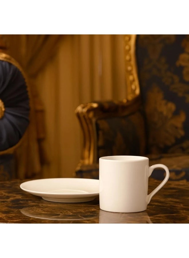 Dania Pure white porcelain Turkish coffee cup set, 6 cups + 6 saucers - Image 2