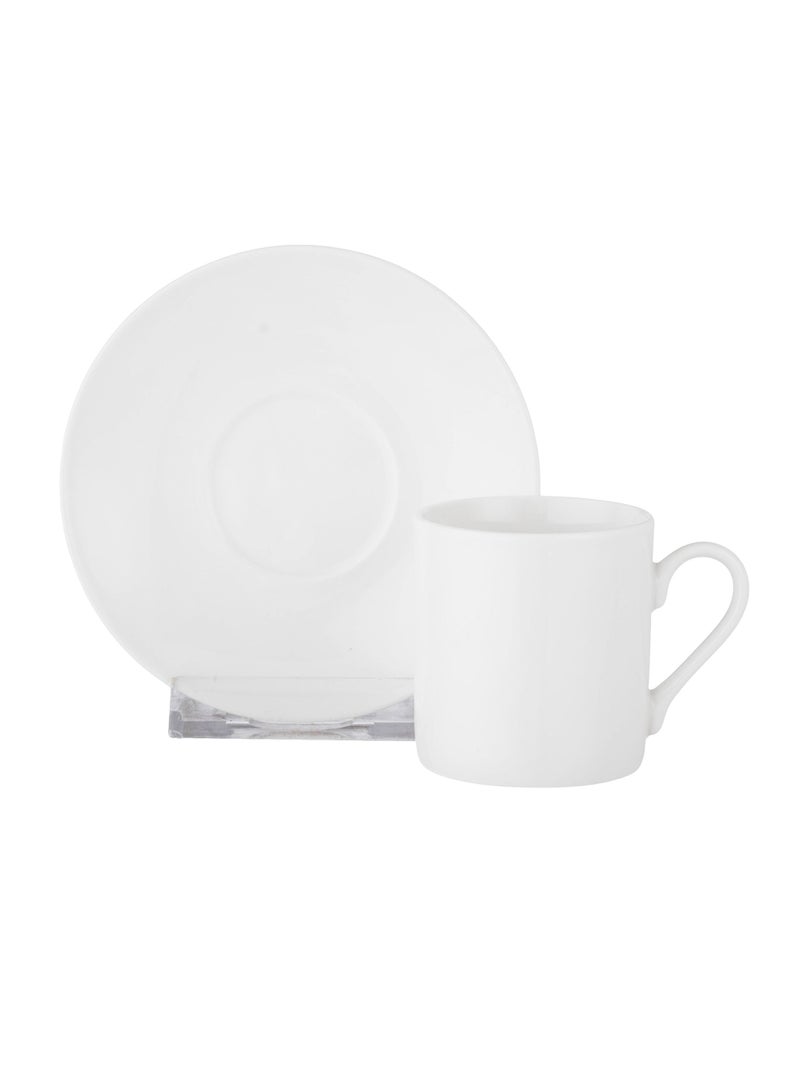 Dania Pure white porcelain Turkish coffee cup set, 6 cups + 6 saucers - Image 4