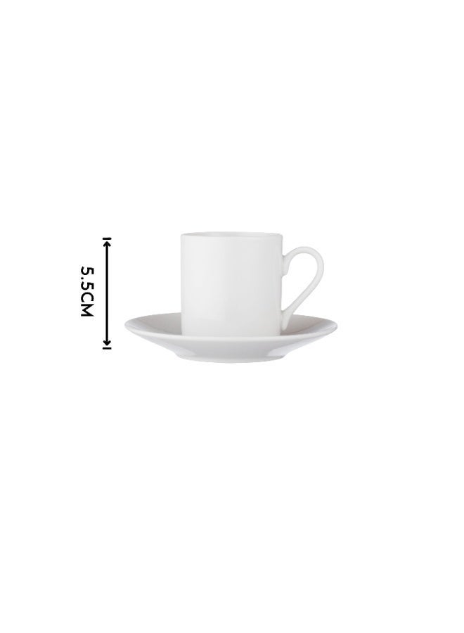 Dania Pure white porcelain Turkish coffee cup set, 6 cups + 6 saucers - Image 5