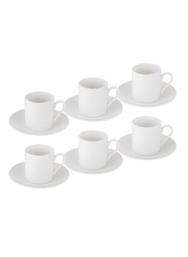 Dania Pure white porcelain Turkish coffee cup set, 6 cups + 6 saucers - Image 3