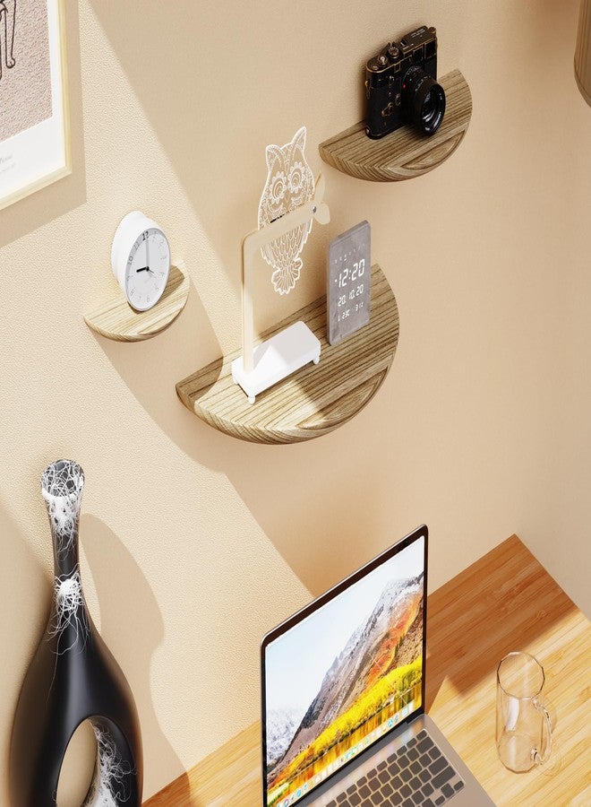 QsQueen Solid Wood Half Round Floating Wall Shelves | Elegant Floating Shelves, Elevate Your Space. Perfect for Living Rooms, Bathrooms, Bedrooms, Offices, Children's Rooms Light Brown - Image 4
