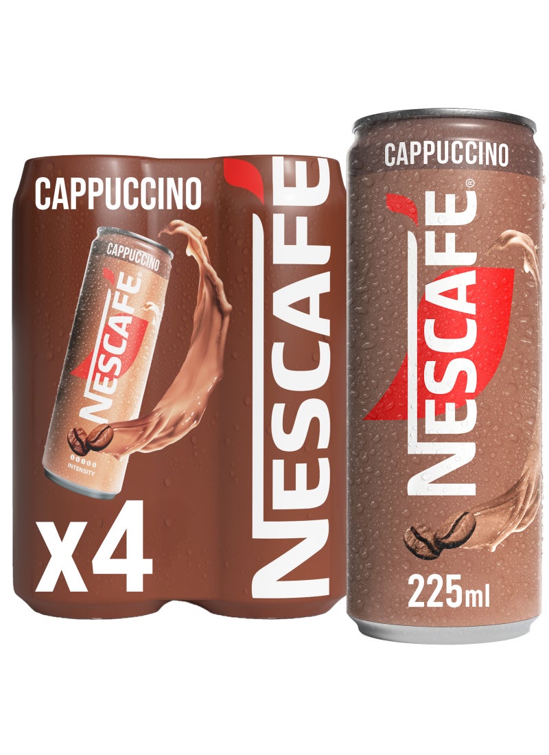 Nescafe Cappuccino Iced Coffee On The Go Pack Cappuccino 225ml Pack of 4 - Image 1