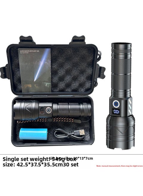 Digital Display High-power Led Flashlight Outdoor Portable Zoomable Rechargeable Hand Torch-Product Specifications:A06A Bare Lamp Gift Box 1*26650 5000mah Lithium Battery Data Line (on Behalf Of The Special Shooting Link)