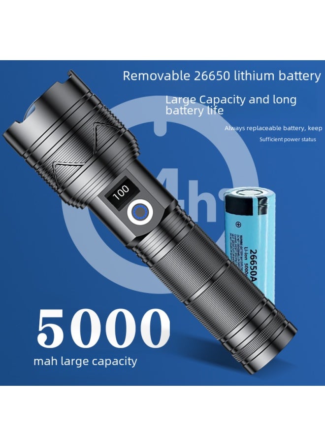 Generic - Digital Display High-power Led Flashlight Outdoor Portable Zoomable Rechargeable Hand Torch-Product Specifications:A06A Bare Lamp Gift Box 1*26650 5000mah Lithium Battery Data Line (on Behalf Of The Special Shooting Link) - Image 1