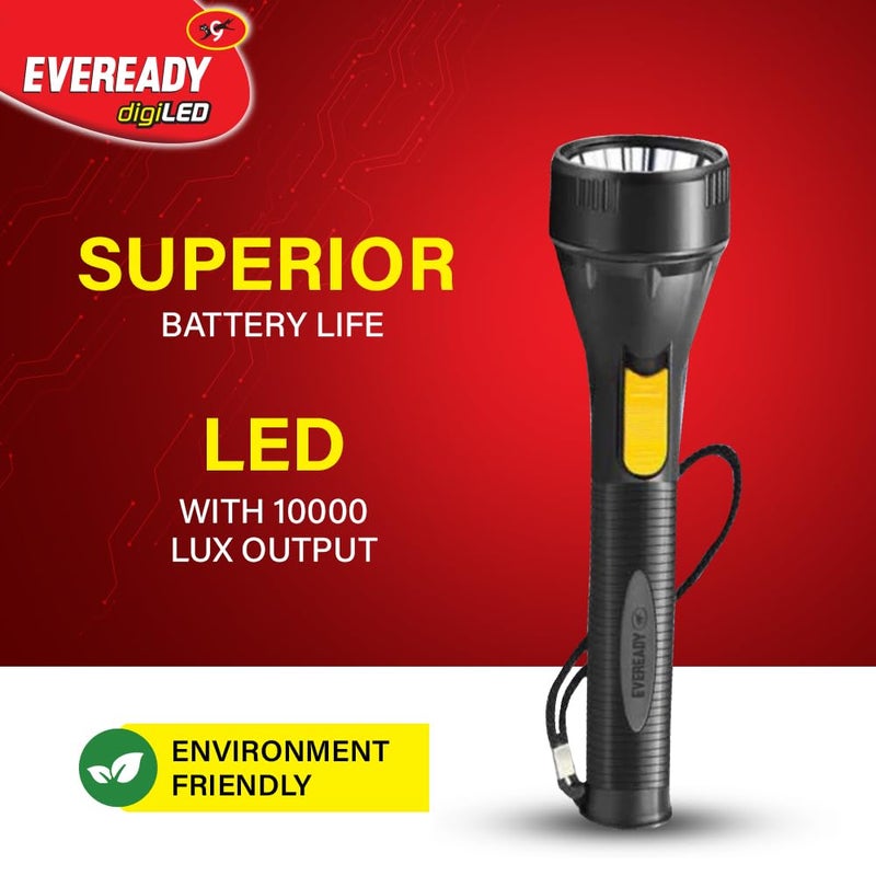 Eveready Eveready Blaze DL45 1W LED Torch Powered by 3 AA Batteries Super Bright White LED 10000 Lux Output Wide Beam Range Strong Durable Plastic Body Black - Image 3