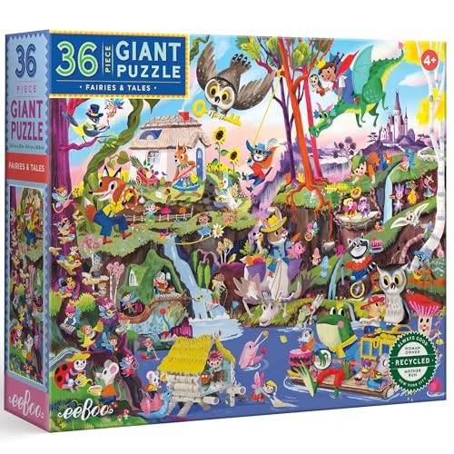 eeBoo 36 Piece Giant Floor Puzzle Fairies Tales Childrens Puzzle Fantasy Themed Large Pieces for Small Hands to Develop Motor Skills - Image 1