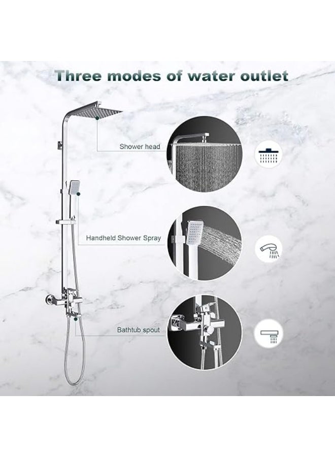 واي دي نظام دش مطري YD، طقم دش مثبت على الحائط للحمام مع صنبور خلاط يدوي، دش علوي مربع، طقم دش عصري للحمام - Image 3