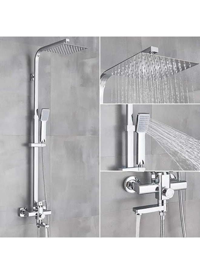 واي دي نظام دش مطري YD، طقم دش مثبت على الحائط للحمام مع صنبور خلاط يدوي، دش علوي مربع، طقم دش عصري للحمام - Image 1