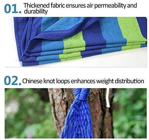 JENY Garden Cotton Hammock Comfortable Fabric Hammock with Tree Straps for Hanging Durable Hammock Up to 450lbs Portable jula Perfect for Camping OutdoorIndoor Patio Backyard Blue - Image 2