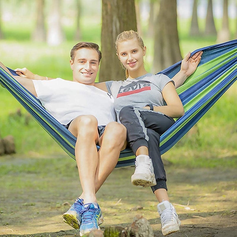 JENY Garden Cotton Hammock Comfortable Fabric Hammock with Tree Straps for Hanging Durable Hammock Up to 450lbs Portable jula Perfect for Camping OutdoorIndoor Patio Backyard Blue - Image 5