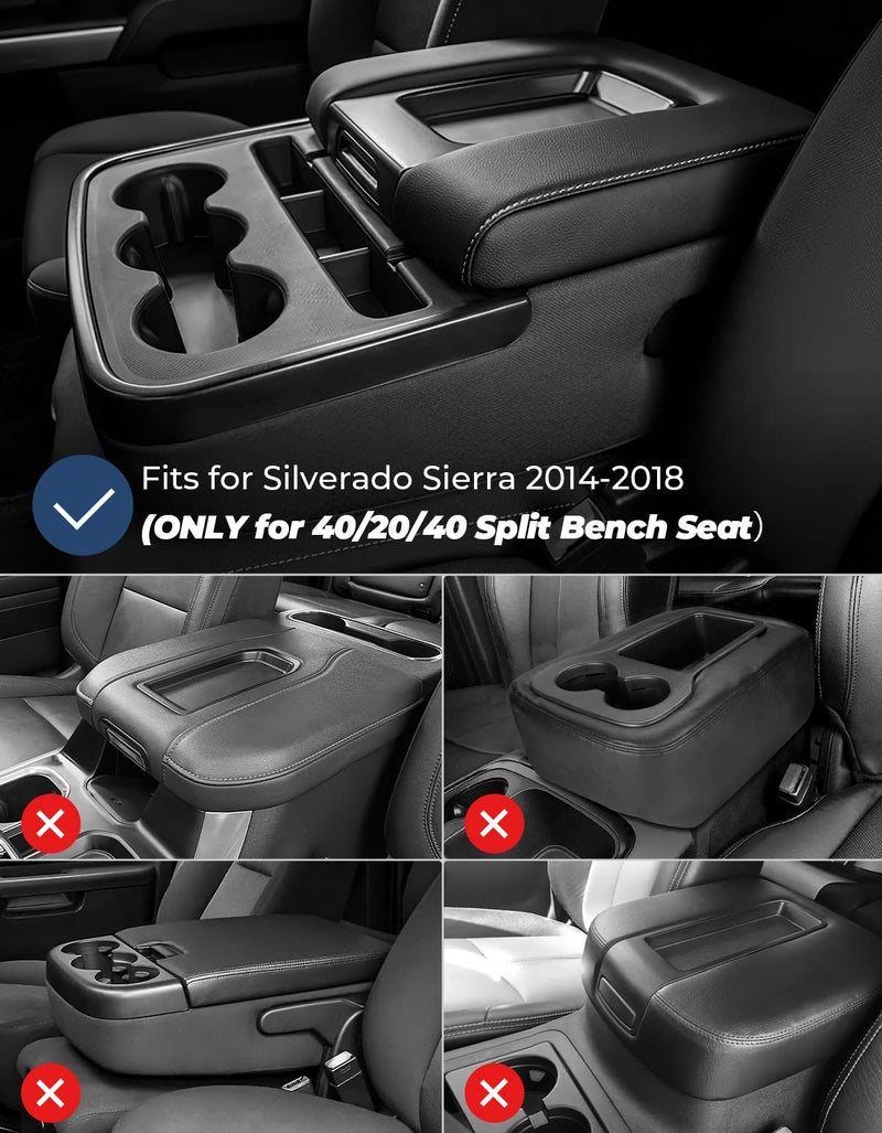 ISSYAUTO Center Console Cover Compatible with Silverado Sierra 2014 2015 2016 2017 2018 with 40/20/40 Jump Seat Console Neoprene Armrest Cover (fit Split Bench Seat Console ONLY) - Image 3