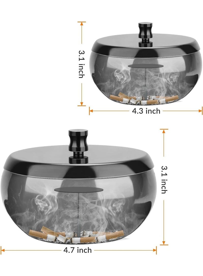 Ashtray with Lid for Cigarette, Smokeless Odorless Windproof Stainless Steel Ashtrays for Home Office Patio Balcony Indoor Outdoor Desktop Ash Tray - Image 5
