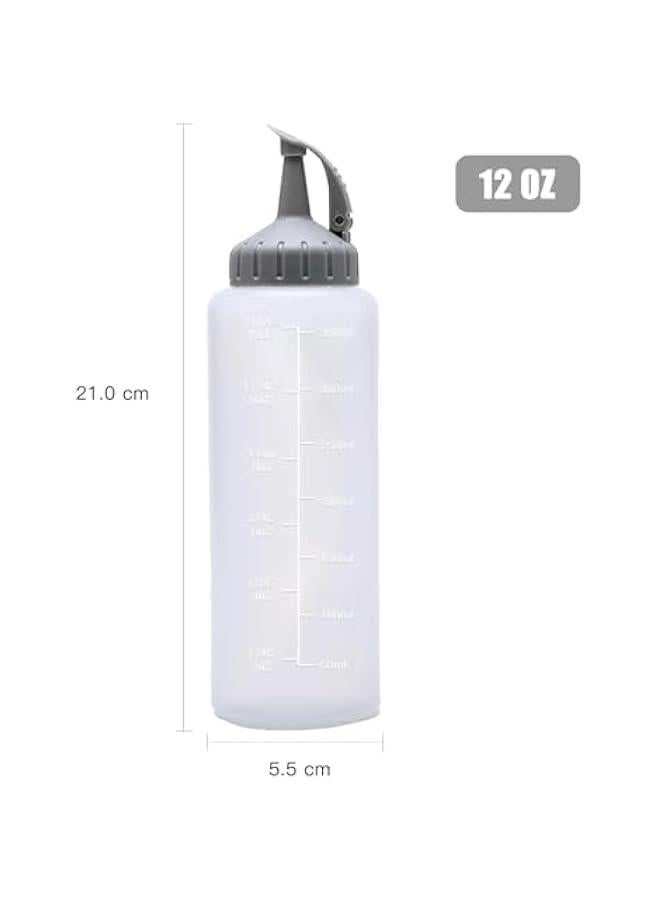 HOOKOR 3 Pack - 350ML Condiment Squeeze Bottles for Sauces - Squirt Bottles for Liquids, Easy Pour Sauce Bottles with Leak Proof Snap Cap, Condiment Bottles, Plastic Squeeze Bottles (Grey)  - Image 2