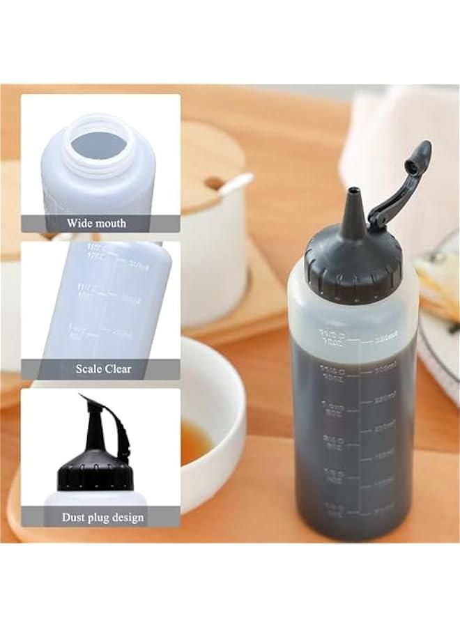 HOOKOR 3 Pack - 350ML Condiment Squeeze Bottles for Sauces - Squirt Bottles for Liquids, Easy Pour Sauce Bottles with Leak Proof Snap Cap, Condiment Bottles, Plastic Squeeze Bottles (Grey)  - Image 5