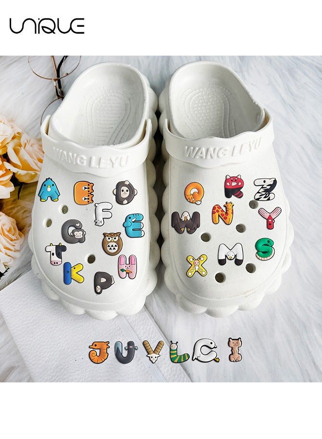 يونيك 26 جهاز كمبيوتر شخصى سلسلة الحروف الإنجليزية سحر الأحذية تمساح، الكرتون تمساح الملحقات للأحذية الديكور PVC سحر سوار معصمه للرجال النساء الاطفال حزب تفضل عيد ميلاد الأطفال مكافأة الهدايا - Image 4