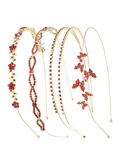 Wecoe 4 Pack Rhinestone Headband Red Headband Flower Girl Bridal Wedding Headband Crystal Headpiece Flower Leaf Butterfly Metal Headband Little Girls Kids Hair Accessories For Women Girls Gifts  - Image 1