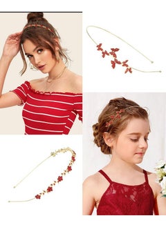 Wecoe 4 Pack Rhinestone Headband Red Headband Flower Girl Bridal Wedding Headband Crystal Headpiece Flower Leaf Butterfly Metal Headband Little Girls Kids Hair Accessories For Women Girls Gifts  - Image 4