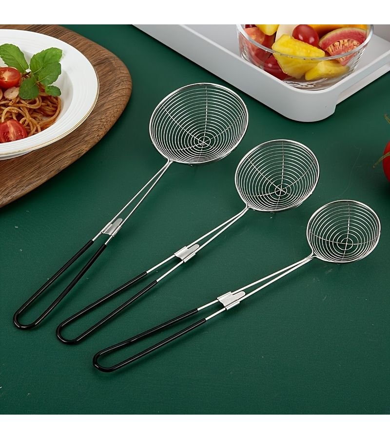 Small Red Stainless Steel Skimmer With Handle For Hot Pot Bubble Tea And Dumpling Multipurpose Colander - Image 4