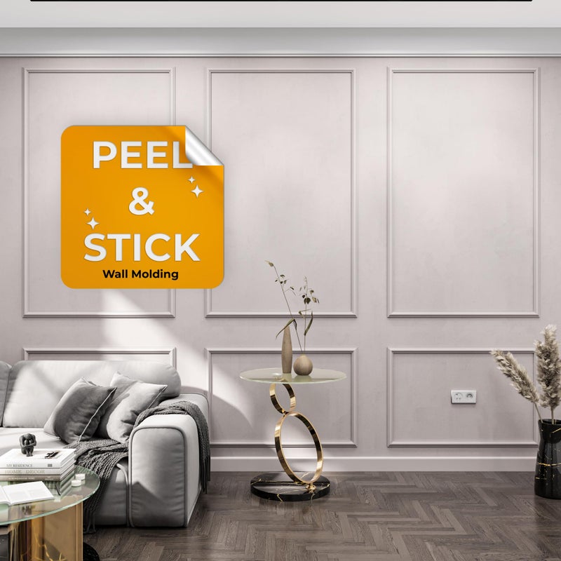 birdeco Peel and Stick Wall Molding Kit, Pre-Cut Paintable Wall Trim, No Nails No Glue, Easy DIY Installation, 6 Piece (3 Top & 3 Bottom Frames) - Image 1