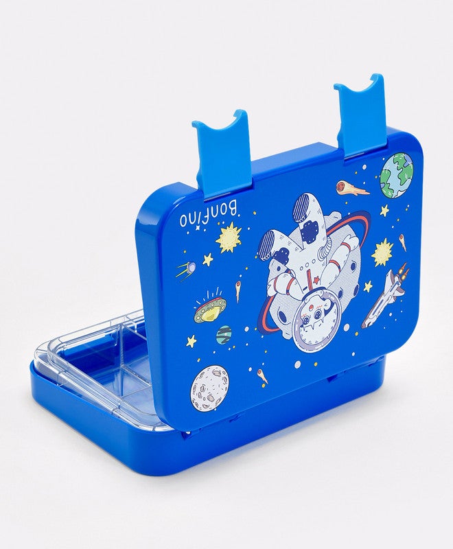 Bonfino Lunch Box, Astronaut Theme, Easy to Carry, Leak-Proof Lid, Microwave Safe, 3 Years+, 22 x 15.5 x 5cm - Blue - Image 4
