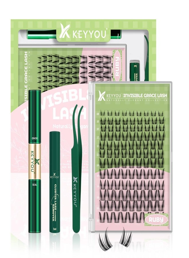 كييو مجموعة رموش KEYYOU Fairy Ruby Lash Clusters Kit Manga Lash Extension Kit D Curl 108Pcs Eyelash Extension Kit Wispy Natural Invisible Band Kit with Waterproof DIY lash Extension Kit at Home(Ruby-D-8-18MIX) - Image 1