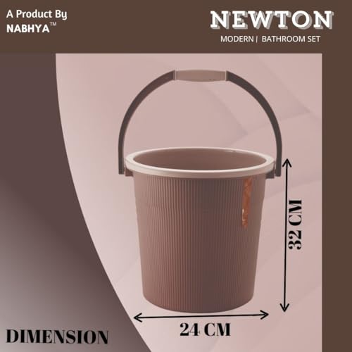 Nabhya Combo of 3 pcs Bathroom Accessories Set Plastic Bathroom Set with 20Ltr Plastic Bucket, Small Mug and Big Stool for Home, Kitchen & Bathroom (Brown) - Image 5