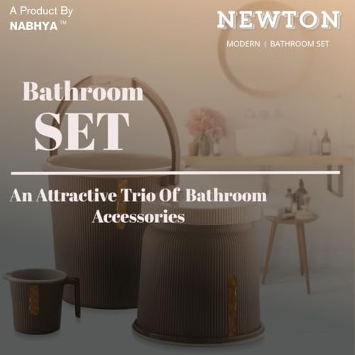 Nabhya Combo of 3 pcs Bathroom Accessories Set Plastic Bathroom Set with 20Ltr Plastic Bucket, Small Mug and Big Stool for Home, Kitchen & Bathroom (Brown) - Image 3