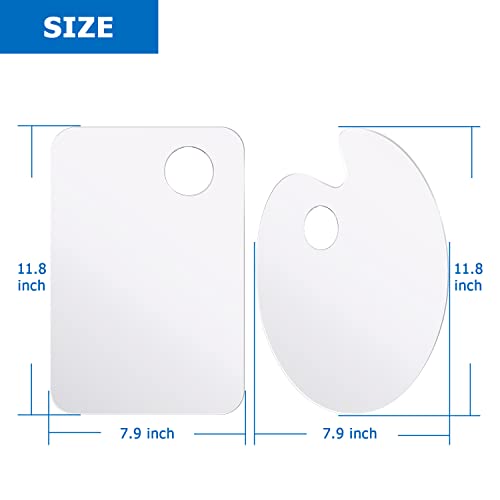 Tamaki 2 Pack 11.8 x 7.9 Inch Acrylic Paint Palette with Thumb Hole Clear Paint Pallet, Easy Clean Non-Stick Artist Pallet for Oil Watercolor Craft DIY Art Painting Palette - Image 2