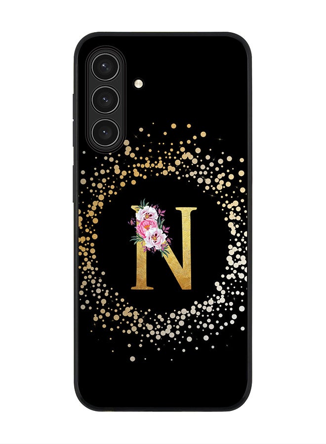 Stylizedd For Samsung Galaxy A17 / A17 4G Case,Slim fit Camera Protection, Shockproof Thin Phone cover  - Custom Monogram Floral - N ( Black )