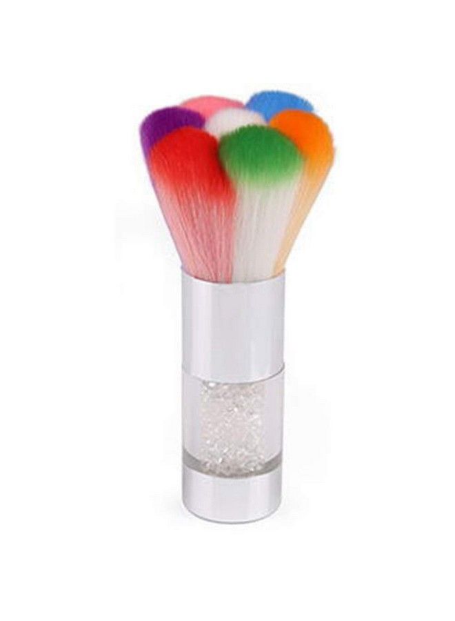 Filfeel Nail Brush Nails Dust Cleaner Acrylic Colorful Makeup Brushes With Diamond Cleaning Dust Brushes Art Nail Tools (Silver) - Image 2