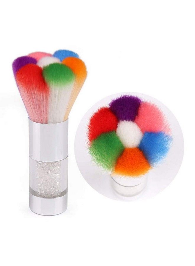 Filfeel Nail Brush Nails Dust Cleaner Acrylic Colorful Makeup Brushes With Diamond Cleaning Dust Brushes Art Nail Tools (Silver) - Image 3