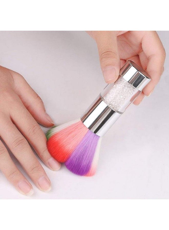 Filfeel Nail Brush Nails Dust Cleaner Acrylic Colorful Makeup Brushes With Diamond Cleaning Dust Brushes Art Nail Tools (Silver) - Image 4