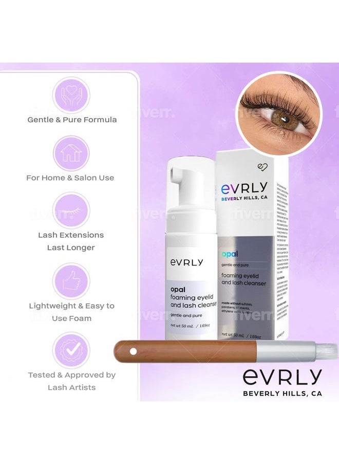 EVRLY - Beverly Hills OPAL Foaming Eyelash Extensions and Eyelid Cleanser, Removes Oil and Protein from Natural Lash, Improves Retention of Extensions, Sensitive Formula, Paraben Free, Sulfate Free - Image 1