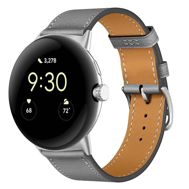 إيروريكس لساعة جوجل بيكسل 1 / 2 / 3 41 مم سوار ساعة أنيق من الجلد الأصلي (رمادي) - Image 1