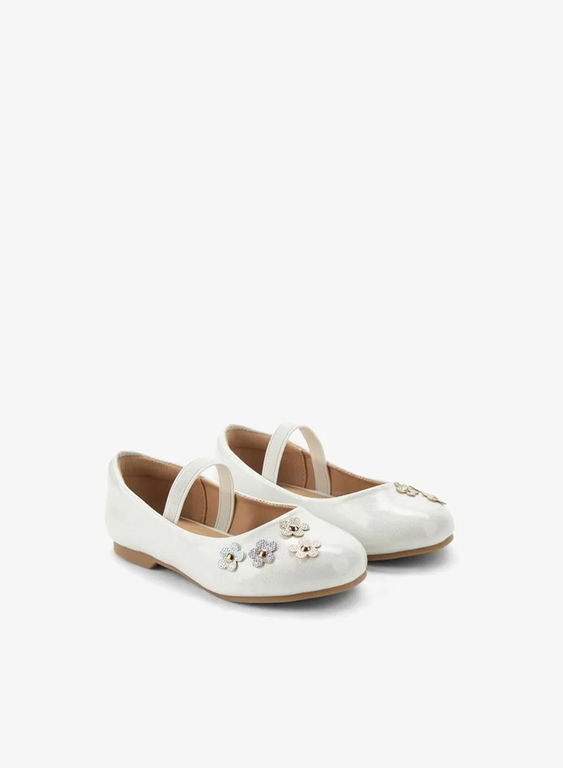 JUNIORS Girls Floral Accent Ballerina Shoes