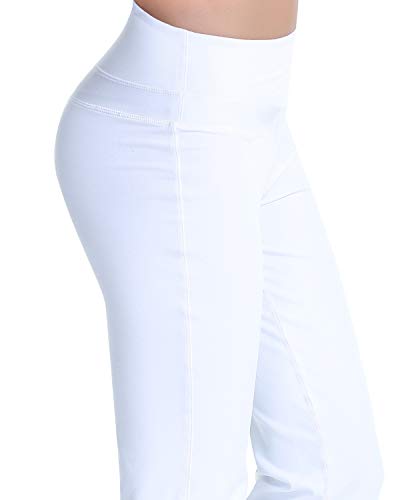 Zeronic Women's Bootcut Yoga Pants High Waist Tummy Control Long Bootleg Work Pants Workout Running Flare Pants for Women (Medium,White) - Image 4