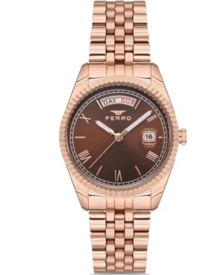 F21131A-C6، ساعات نسائية، أنالوج، حزام من الفولاذ المقاوم للصدأ