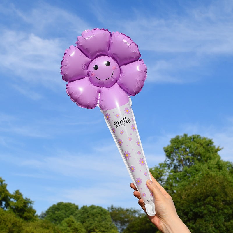Daisy Smiley Daisy Handheld Stick Mid-Stick Headband Aluminum Film Balloon Stall Push-Sweep Code Activity Balloon - Image 1