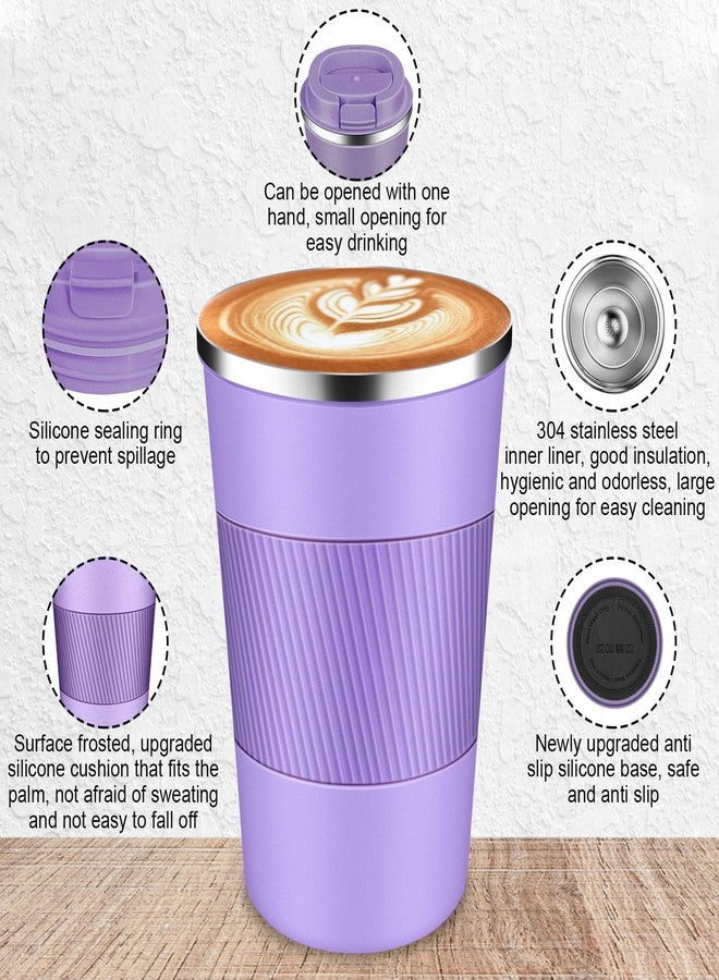 LCKDHM Insulated travel coffee cup with leak proof lid, insulated and reusable hot and cold beverage gifts No handle for men and women Multiple sizes and colors (Purple, 12 oz) - Image 2