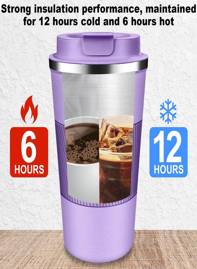 LCKDHM Insulated travel coffee cup with leak proof lid, insulated and reusable hot and cold beverage gifts No handle for men and women Multiple sizes and colors (Purple, 12 oz) - Image 4