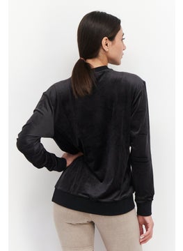 adidas Originals Women Sportswear Fit Round Neck Long Sleeve Outdoor Sweater, Black  - Image 4