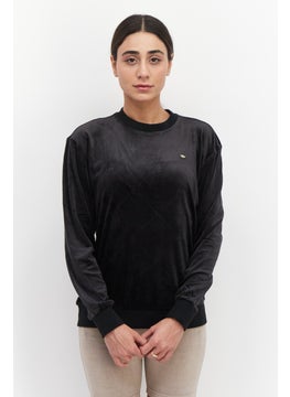 adidas Originals Women Sportswear Fit Round Neck Long Sleeve Outdoor Sweater, Black  - Image 1