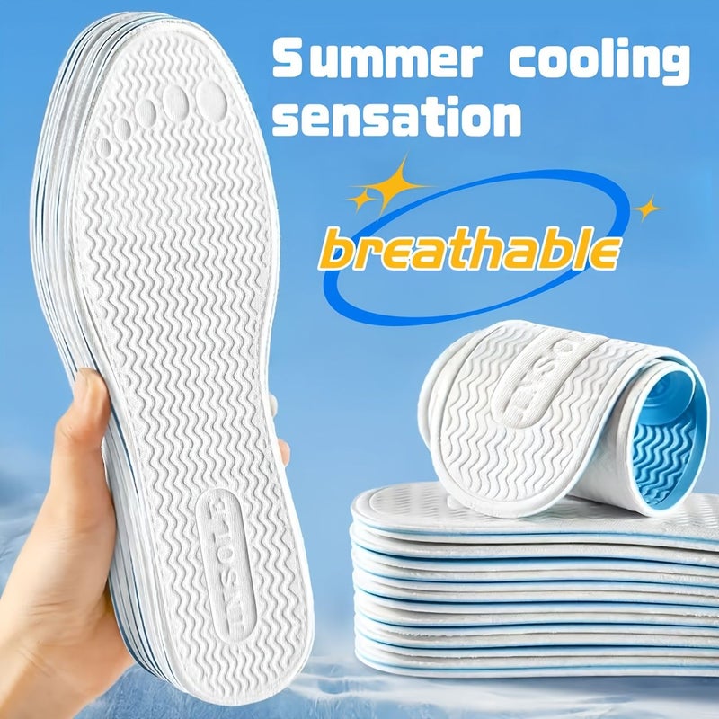 1 Pair Ice Feeling Breathable Insoles EU39-40 Soft High Rebound Unisex Summer - Image 1