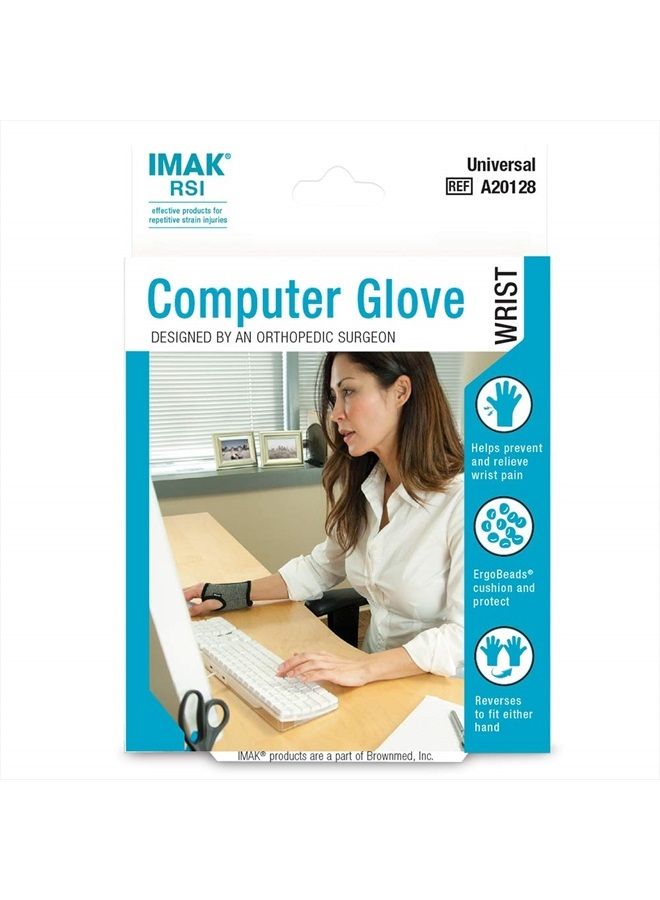 Imak براونميد - قفاز الكمبيوتر IMAK RSI - قفاز ألعاب مريح - دعامة للمعصم لدعم متلازمة النفق الرسغي - قفاز ضغط للعمل، الألعاب والمزيد - قفاز لوحة مفاتيح مريح لدعم الكف والمعصم - Image 1