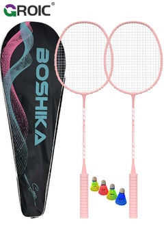 GROIC 2 Pieces Badminton Set,Outdoor sports set,Badminton Set Including 1 Badminton Bag,2 Rackets,3 Badminton Shuttlecocks  - Image 1