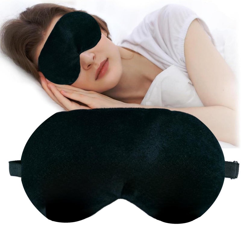 VALKYRIE Super Soft & Comfortable Eye Mask for Sleeping with Adjustable Strap Sleeping Mask Blind Fold For Travelling Sleep Mask Pad Suitable For All Family Members Sleeping Eye Mask Blind Folds (BLCKVLVT) - Image 1