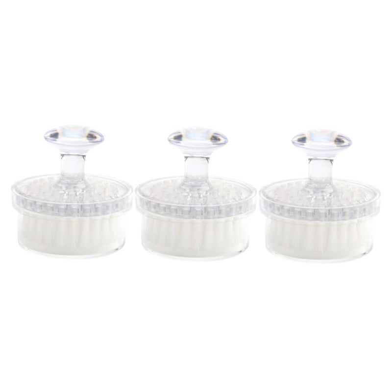 3 Pcs Manual Facial Brush Set With Transparent Covers Soft Bristles For Deep Cleansing Exfoliating And Pore Cleaning - Image 2