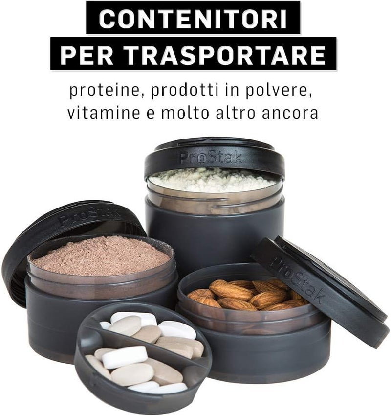 BlenderBottle BlenderBottle ProStak Twist n Lock Storage Jars Expansion with Pill Tray All Black Pack of 2  - Image 5