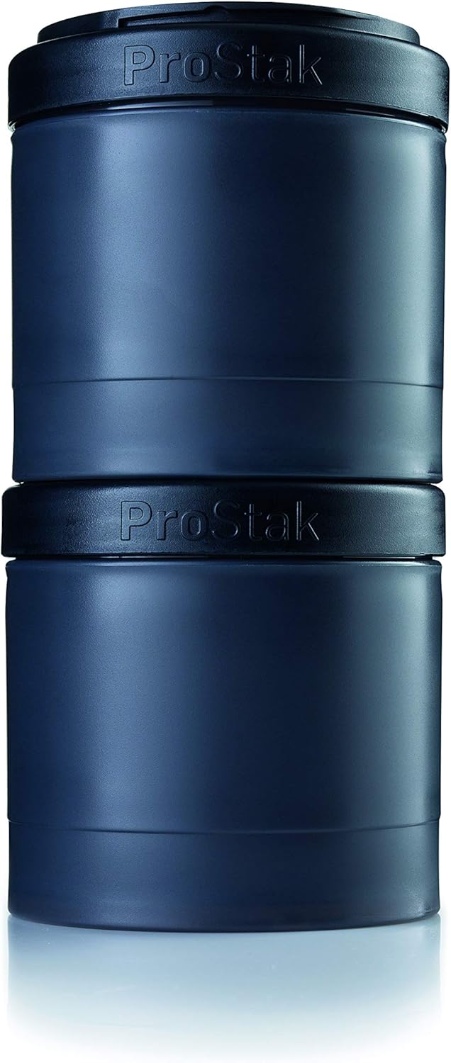 BlenderBottle BlenderBottle ProStak Twist n Lock Storage Jars Expansion with Pill Tray All Black Pack of 2  - Image 1